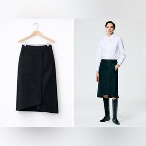 Tibi Asymmetrical Utility Pencil Skirt Oversized Pocket Black Sz 8 NWT